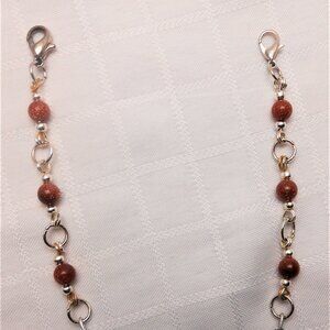 No. 2- Safety face mask strap-chain with Galaxy Staras Golden Sand beads